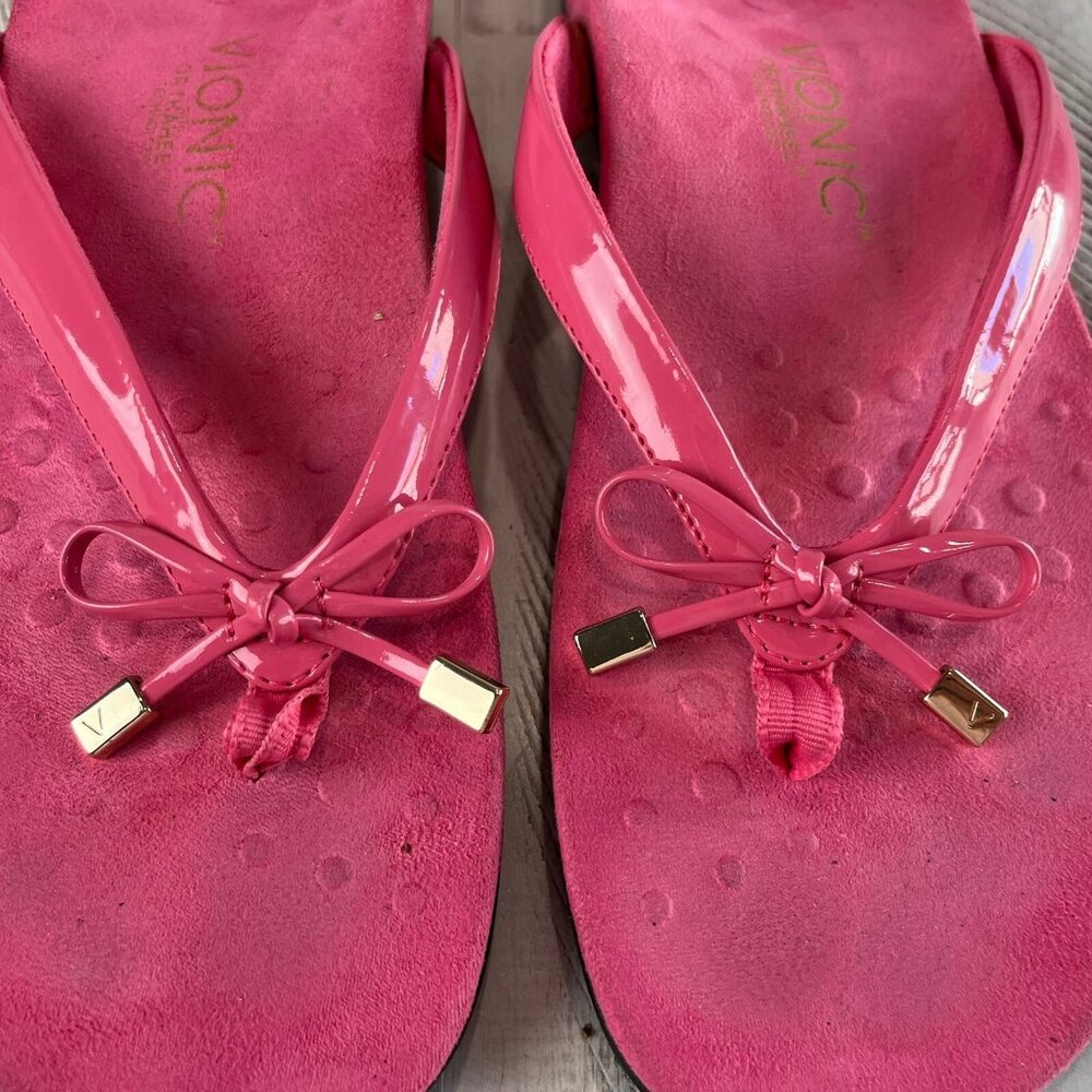 VIONIC BELLA Pink Flip Flop Bow Sandals Thong Women's Size 10 M - Picture 3 of 9